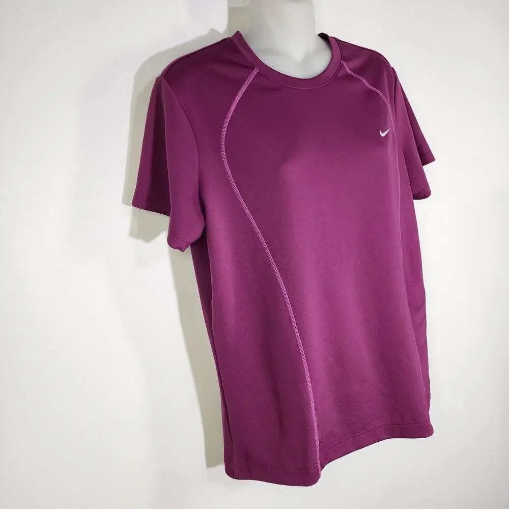 Nike Performance Womens T Shirt Large Purple Crew Neck Short Sleeve Athletic